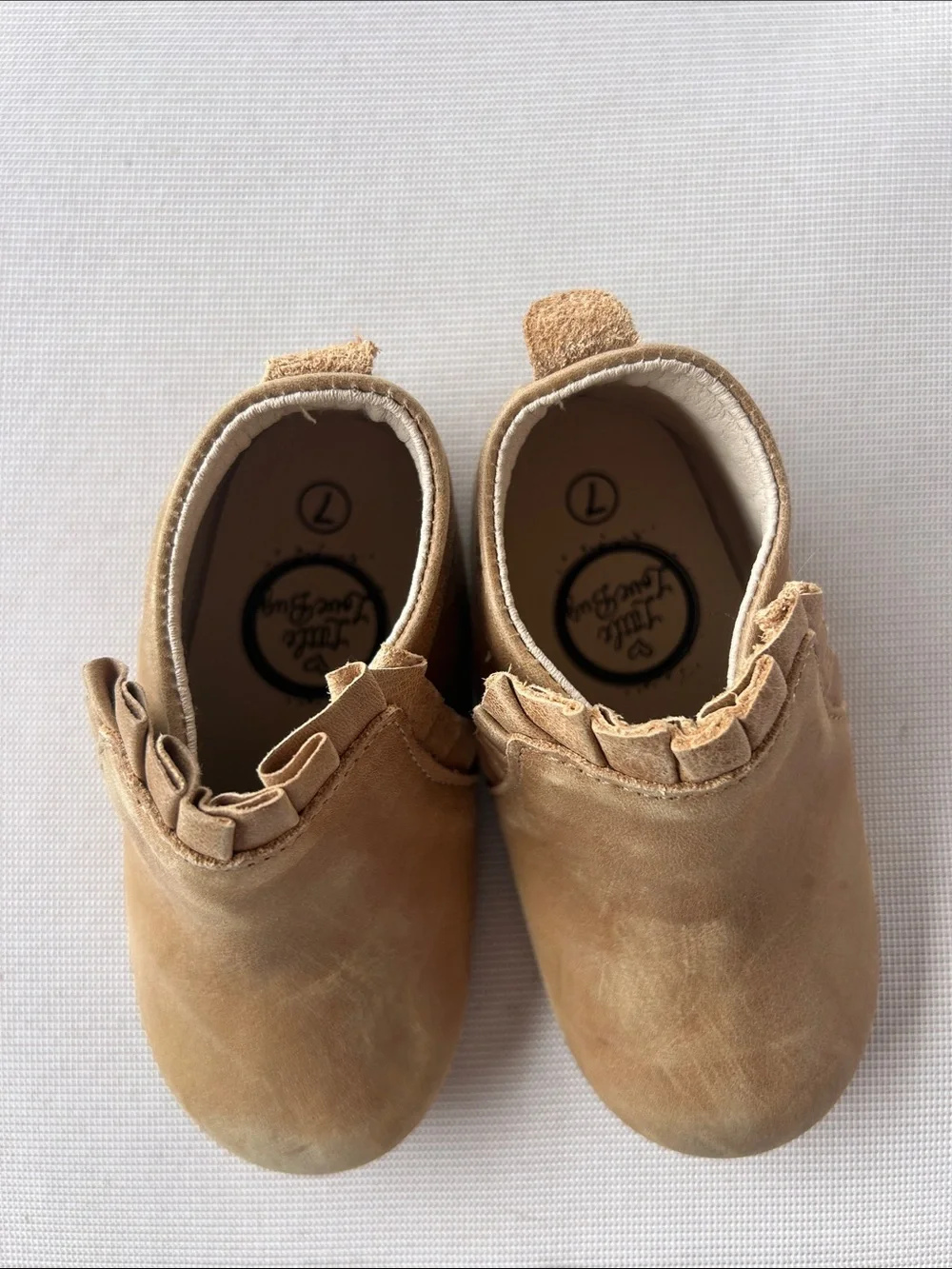 Baby Ruffle Slip-On Shoes in Tan